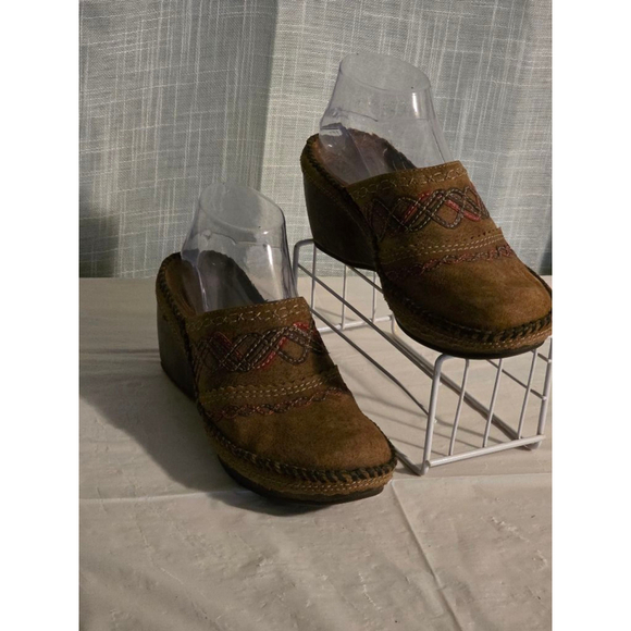 Women's Clarks Artisan Brown Suede Leather Clogs Size‎ 6.5M - Picture 1 of 8